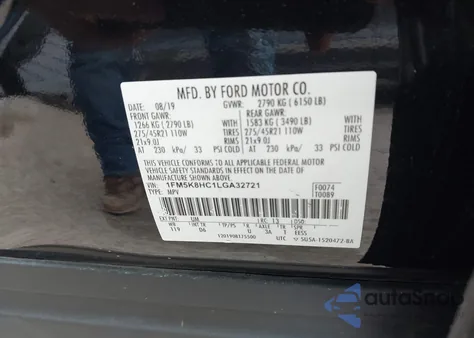 2020 Ford Explorer Platinum z USA, uszkodzony, nr VIN 1FM5K8HC1LGA32721